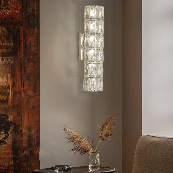 Cylindrical Crystal Three Step Dimming Light Led Modern Wall Sconces Lighting