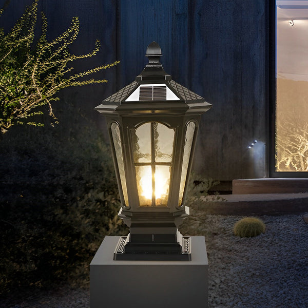 Retro Pavilion Shape Solar Powered Fence Post Light Ha080207