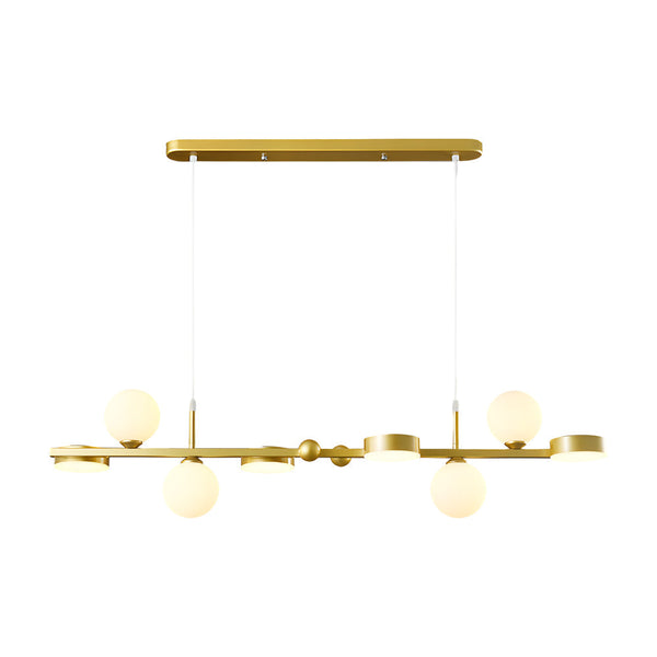 6 8 Light 3Step Dimming Glass Ball Led Long Dining Room Chandelier