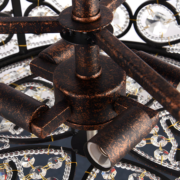 American 13 In Drum Bronze Crystal Flush Mount Ceiling Lights