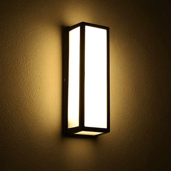 Rectangle Led Waterproof Motion Sensor Black Modern Wall Sconce