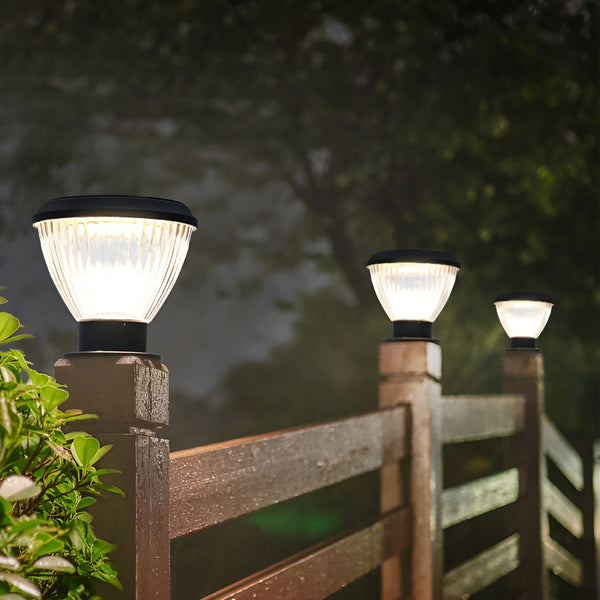Round Led Black Modern Solar Post Light