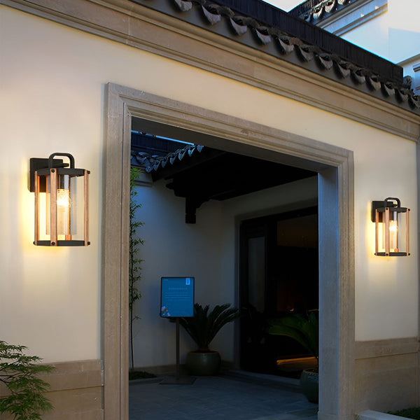 Lantern Shaped Waterproof Glass Industrial Outdoor Wall Sconce Lighting