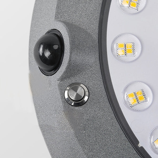 Round Solar Powered Led Outdoor Wall Light With Motion Sensor