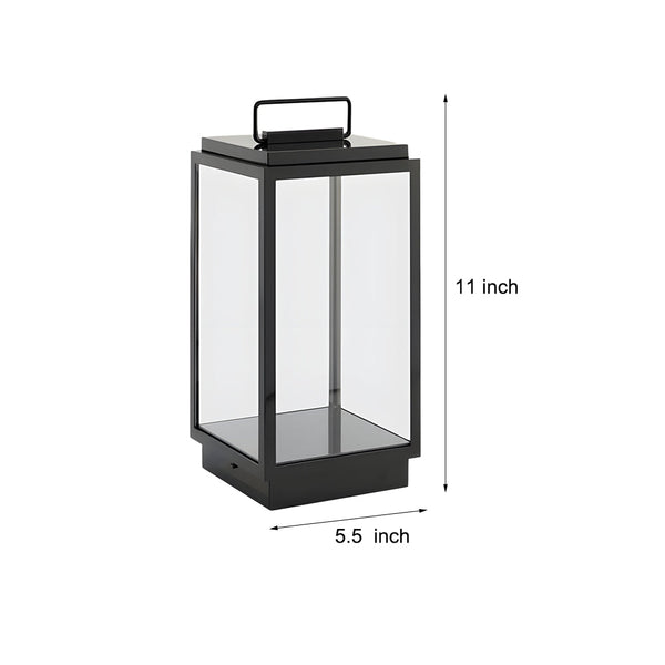Modern 11 In Glass Led Portable Outdoor Lanterns Hardwired