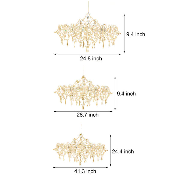 Stainless Steel Crystal Pendants Raindrops Led Italian Style Chandelier