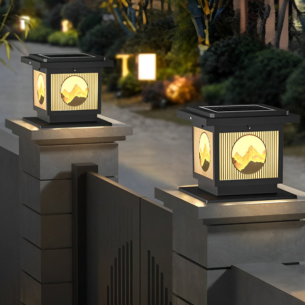 Mountain Scenery Solar Post Caps Light Ha085041