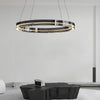 Black Glass Dimmable Led Ring Pendant Chandelier