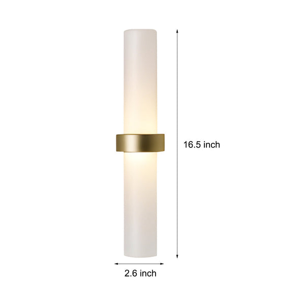 Modern Frosted Glass Tube 1 Light Wall Sconce In Warm White For Living Room