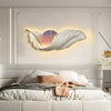 2 In 1 Wall Feather Painting Hanging Decor Led Wall Lamp Wall Clock