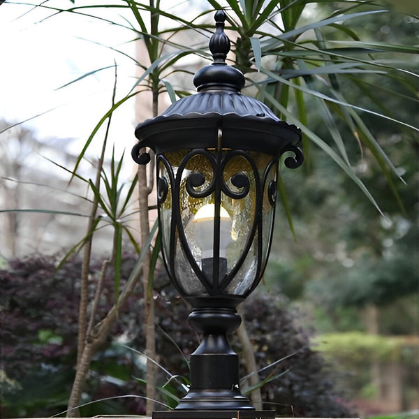 Round Bubble Black Outdoor Pillar Lamp Ha081933