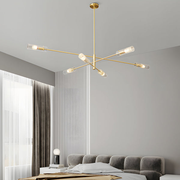 Industrial Sputnik Chandelier Copper Linear Pendant Lights 6 8 Light
