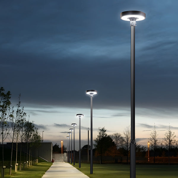 Round Waterproof Smart Remote Control Led Solar Lamp Post Top Lights