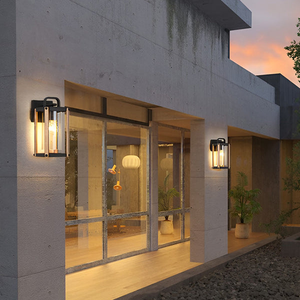 Lantern Shaped Waterproof Glass Industrial Outdoor Wall Sconce Lighting