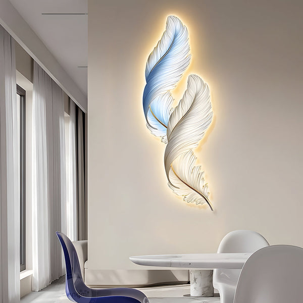 Feathers Creative Luxury Decorative Painting Usb Remote Led Wall Lights