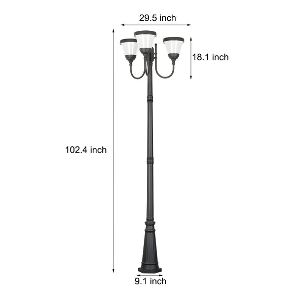 3 Light Black Finish Traditional Outdoor Street Light