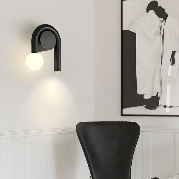 2 Light Arched Iron U Shaped Line Wall Sconce Led Matte Black Bathroom Vanity Lights