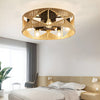 20 In Hemp Rope Woven Caged Ceiling Fan With Light And Remote 6 Speed