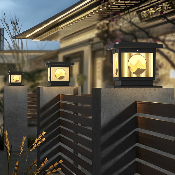 Mountain Scenery Solar Post Caps Light Ha085041
