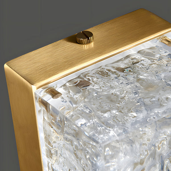 Modern Brass 1 Light Led Wall Sconces Rectangle Wall Light In Ice Resin