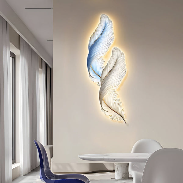 Feathers Creative Luxury Decorative Painting Usb Remote Led Wall Lights