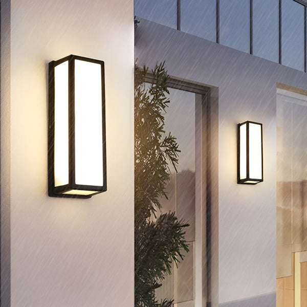 Rectangle Led Waterproof Motion Sensor Black Modern Wall Sconce