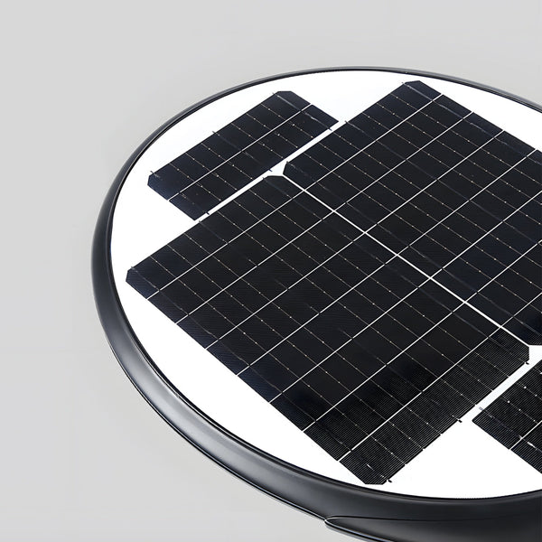 Black Round Modern Outdoor Led Solar Post Street Light