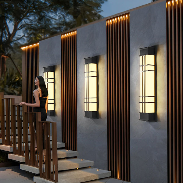 Retro Rectangular Black Outdoor Wall Lamp Li002110