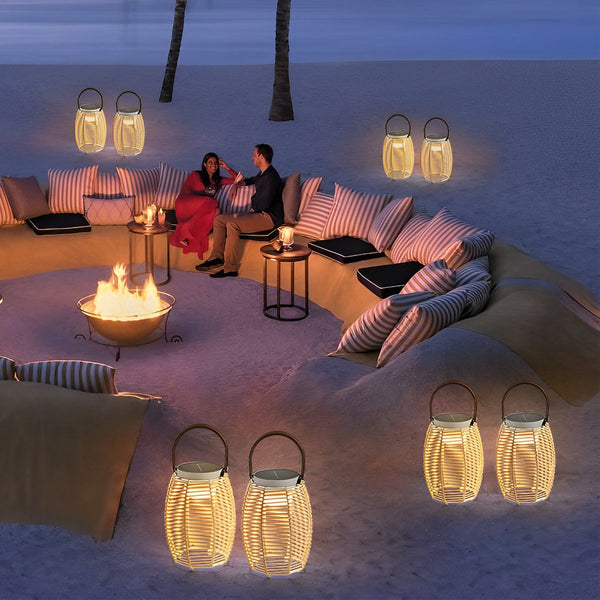 Portable Rattan Led Outdoor Lantern Ha083788