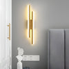 Modern 2 Light Linear Led Wall Lamp With 3 Step Dimming Black Gold Wall Sconce