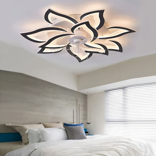 Flower Shaped Three Step Dimming Led Nordic Ceiling Fan Lights