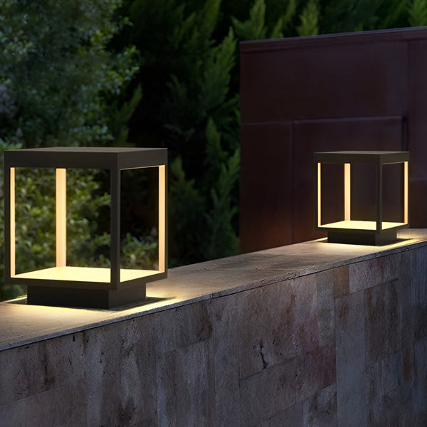 Modern Open Frame Square Led Solar Pier Mounted Outdoor Post Light