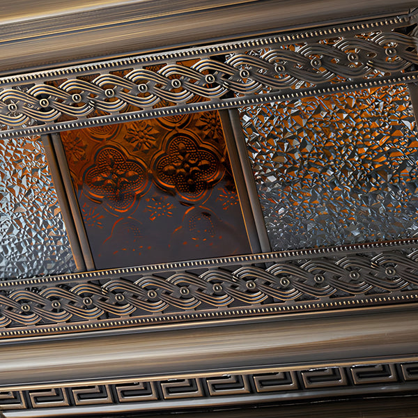 European Square Hardwired Solar Copper Outdoor Column Light With Glass Shade Bronze