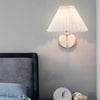 Vintage 1 Light Dimmable Metallic Armed Sconce With Pleated Fabric Shade