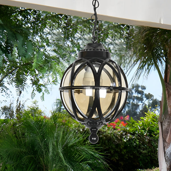 European Style Retro Pendant Aluminum Glass Hanging Ball Outdoor Ceiling Light
