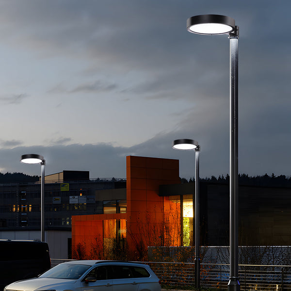 Round Waterproof Smart Remote Control Led Solar Lamp Post Top Lights