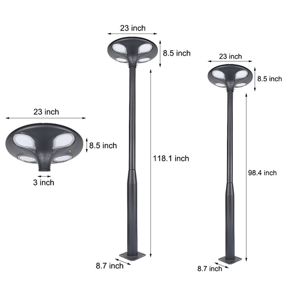 Outdoor Black Led Solar Lamp Post Street Light