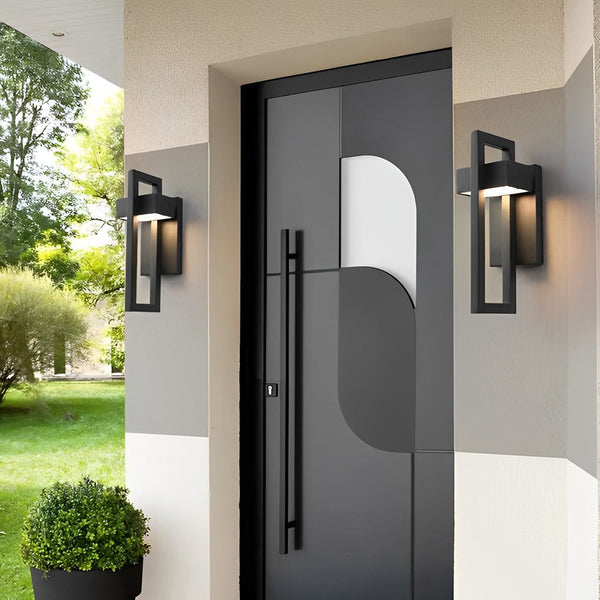 Rectangular Black Outdoor Wall Lamp Ha077342