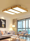Modern Wood LED Ceiling Light, Round Acrylic Flush Mount for Bedroom and Living Room