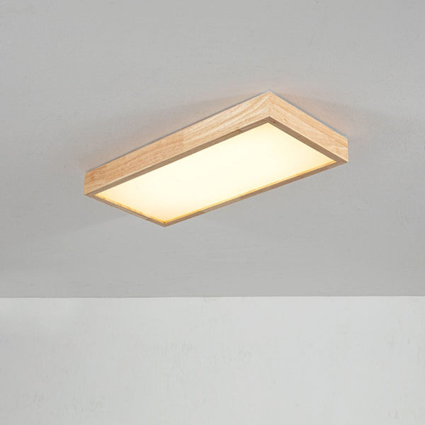 Modern Wood LED Ceiling Light, Round Acrylic Flush Mount for Bedroom and Living Room