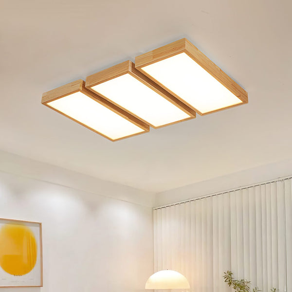 Modern Wood LED Ceiling Light, Round Acrylic Flush Mount for Bedroom and Living Room