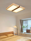 Modern Wood LED Ceiling Light, Round Acrylic Flush Mount for Bedroom and Living Room