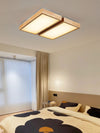 Modern Wood LED Ceiling Light, Round Acrylic Flush Mount for Bedroom and Living Room