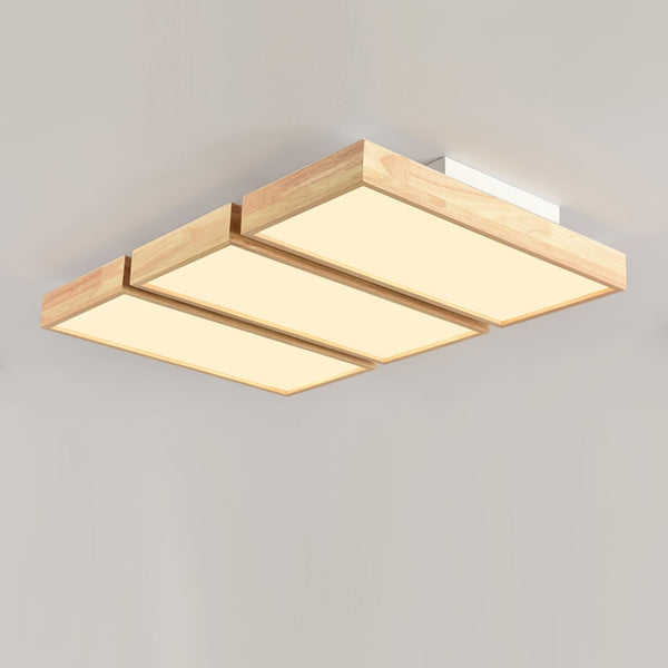 Modern Wood LED Ceiling Light, Round Acrylic Flush Mount for Bedroom and Living Room