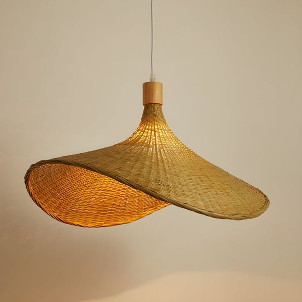 Bamboo Weave Hat Pendant Light