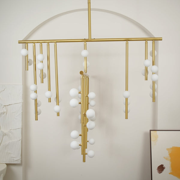 Brass Glass Drop Candelabrum Chandelier