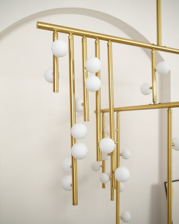Brass Glass Drop Candelabrum Chandelier