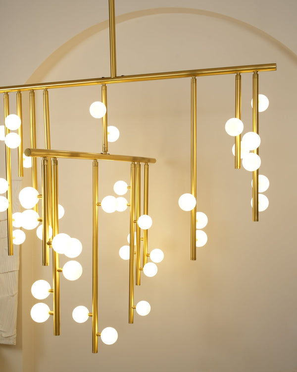 Brass Glass Drop Candelabrum Chandelier