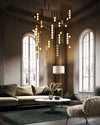 Brass Glass Drop Candelabrum Chandelier