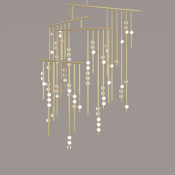 Brass Glass Drop Candelabrum Chandelier